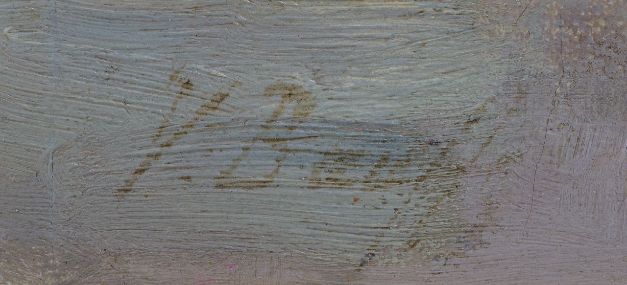 Victor Bauffe signaturen Winters gezicht op Leidschendam met ophaalbrug