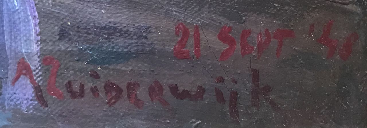 Adrianus Zuiderwijk signaturen De Haagse Groenmarkt bij avond