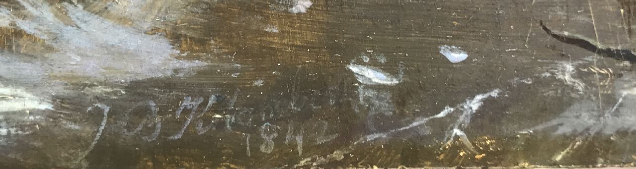 Johann Bernard Klombeck signaturen winterlandschap nabij Kleef, met ijsvertier (alleen met zomers pendant)
