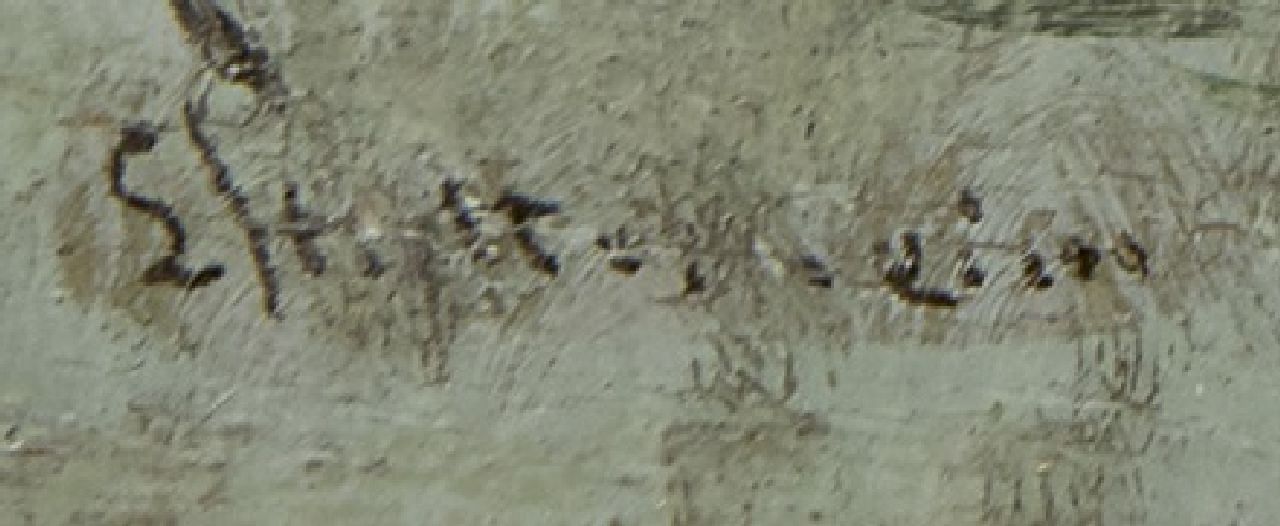 Louis Stutterheim signaturen Afgemeerde zeilboten in de Eem bij Soest