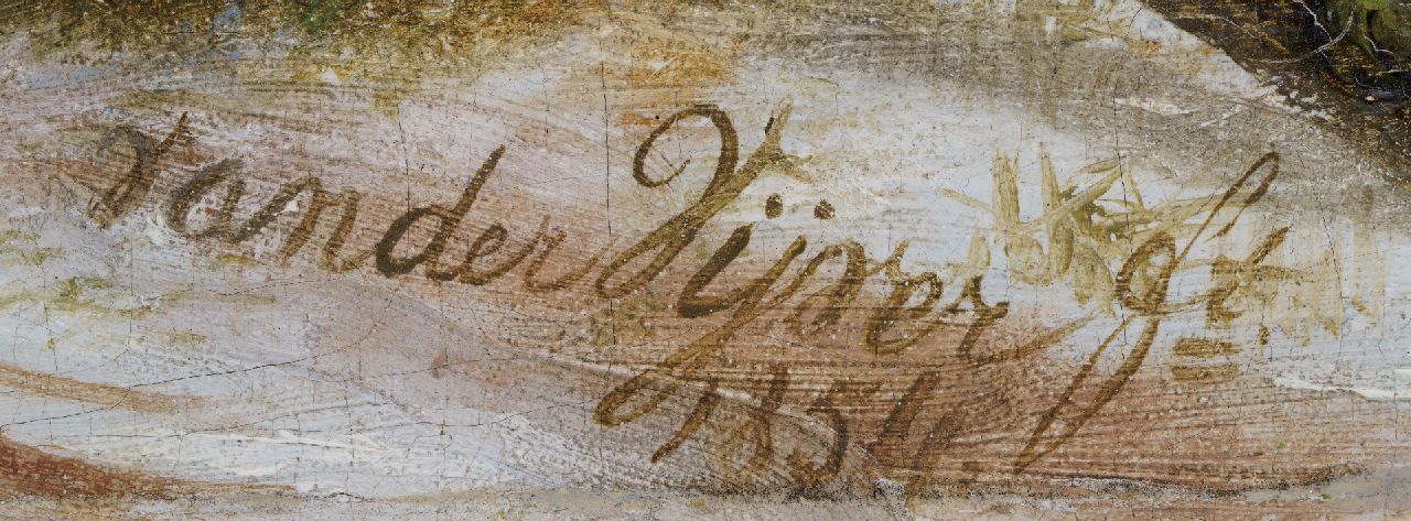 Willem Simon Petrus van der Vijver signaturen Winterlandschap met schaatsers bij een dorp