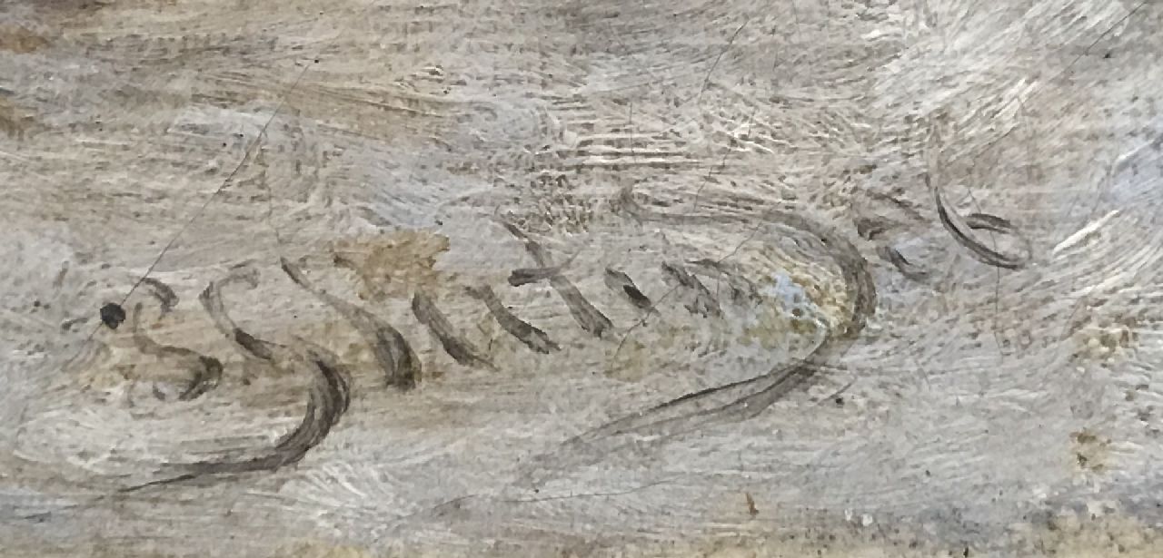 Petrus Gerardus Vertin signaturen Besneeuwd straatje met ophaalbrug (mogelijk Edam)