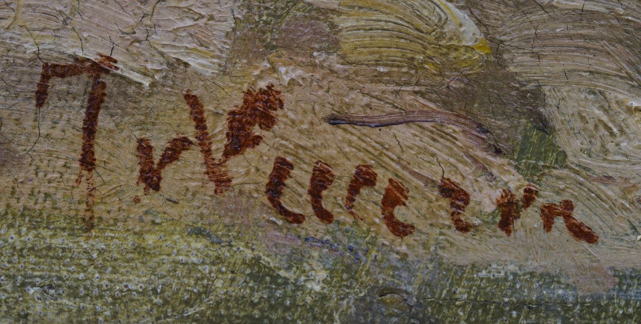 Jan van Vuuren signaturen Gezicht op de werven aan de Oudegracht in Utrecht