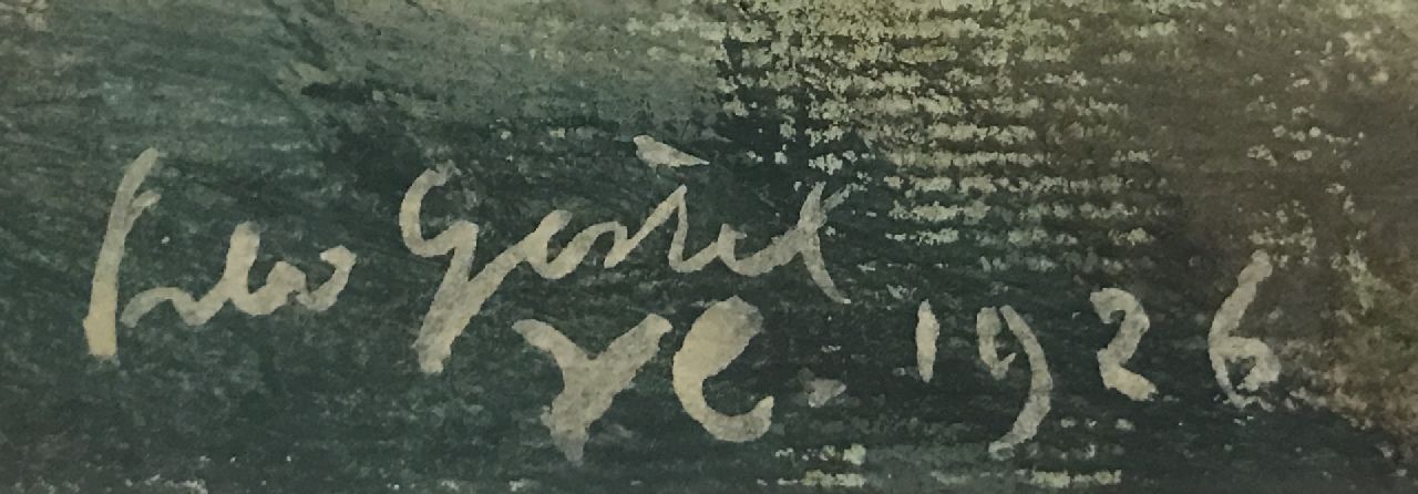 Leo Gestel signaturen Boerderij met vee bij Drongen aan de Leie, Vlaanderen