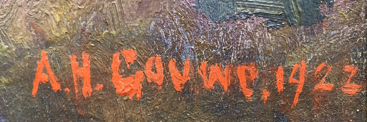 Herman Gouwe signaturen Kamelenruiter in woestijnlandschap
