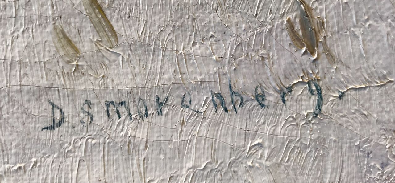 Dirk Smorenberg signaturen Winter bij Loosdrecht met roeiboot en viskare