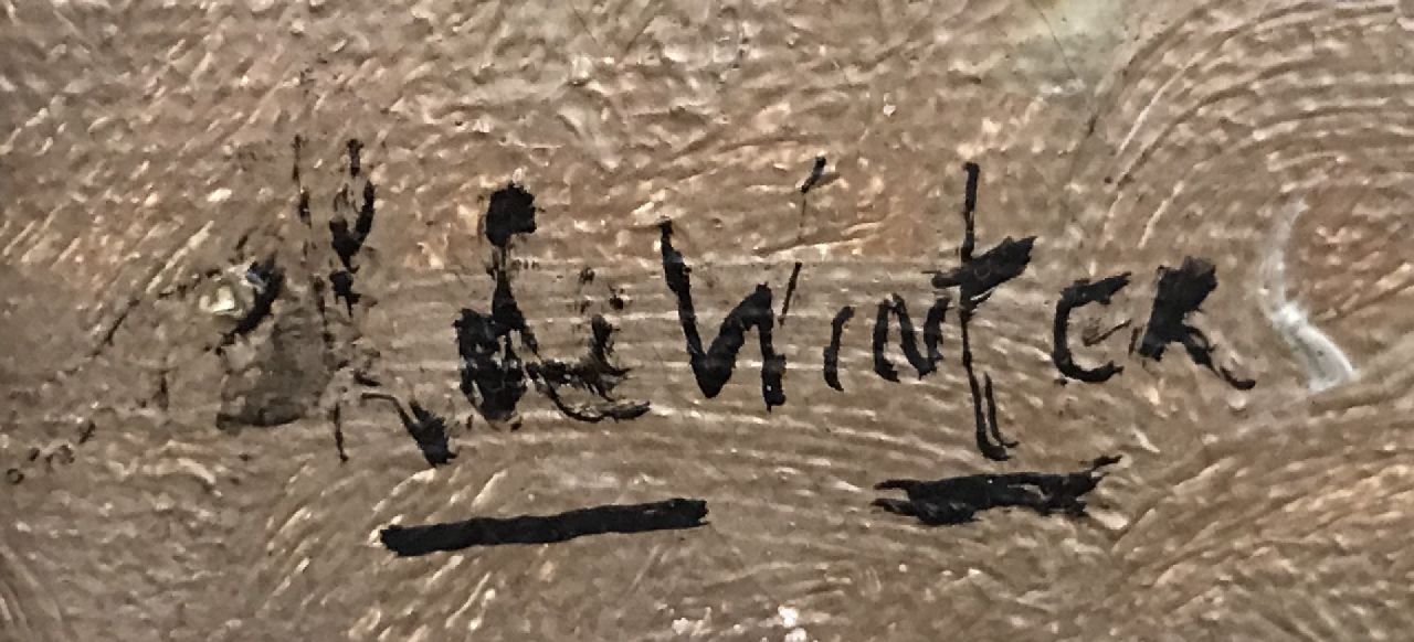 Leo de Winter signaturen Boerderij met bollenvelden achter de duinen