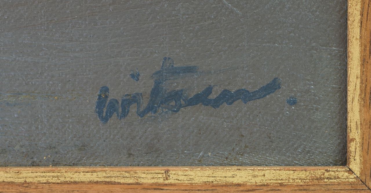 Willem Witsen signaturen De Montelbaanstoren aan de Oude Schans bij zomer