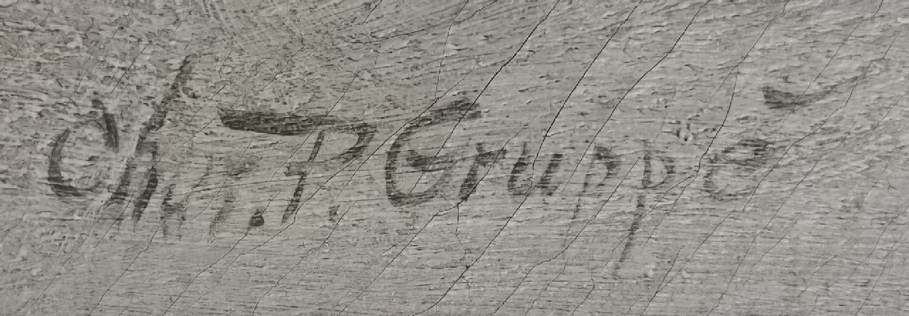 Charles Paul Gruppe signaturen Vissersboten op het strand