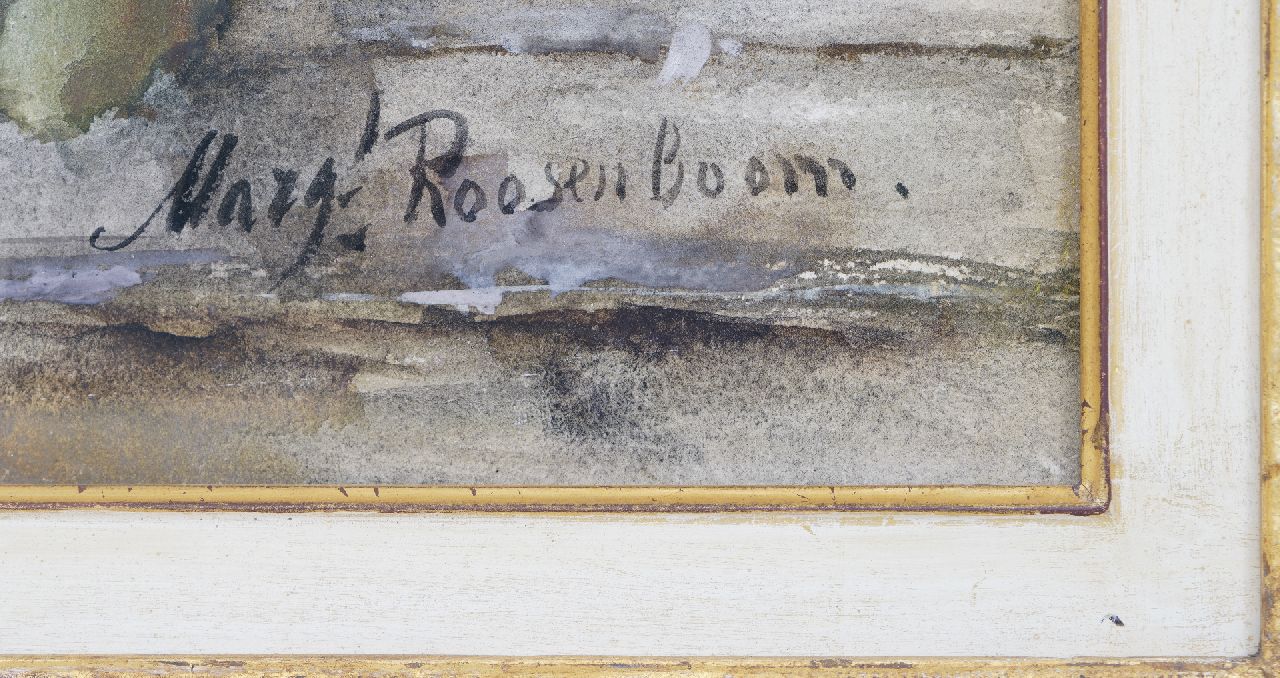 Margaretha Roosenboom signaturen Witte chrysanten op een stenen plint