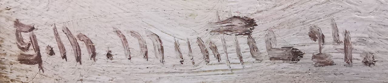 Morgenstjerne Munthe signaturen Badgasten en vissersvolk op het strand