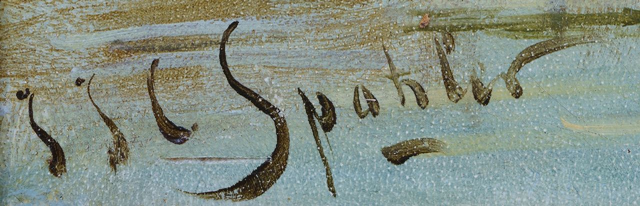 Jacob Jan Coenraad Spohler signaturen Zomers riviergezicht met molens