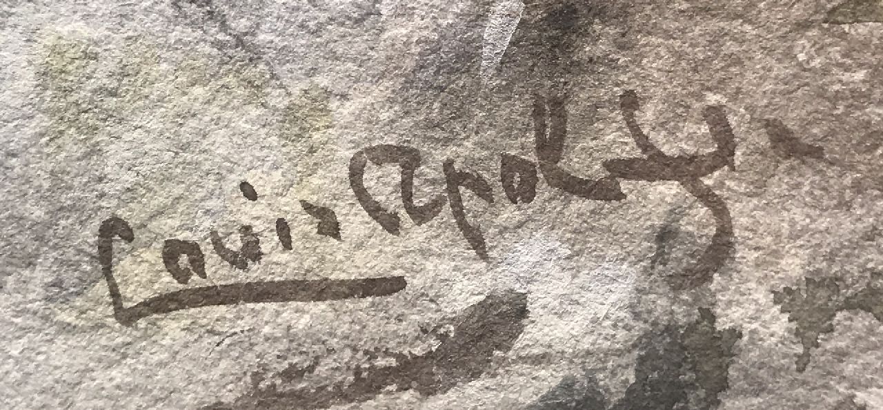 Louis Apol signaturen Sneeuwlandschap met houtsprokkelaarster