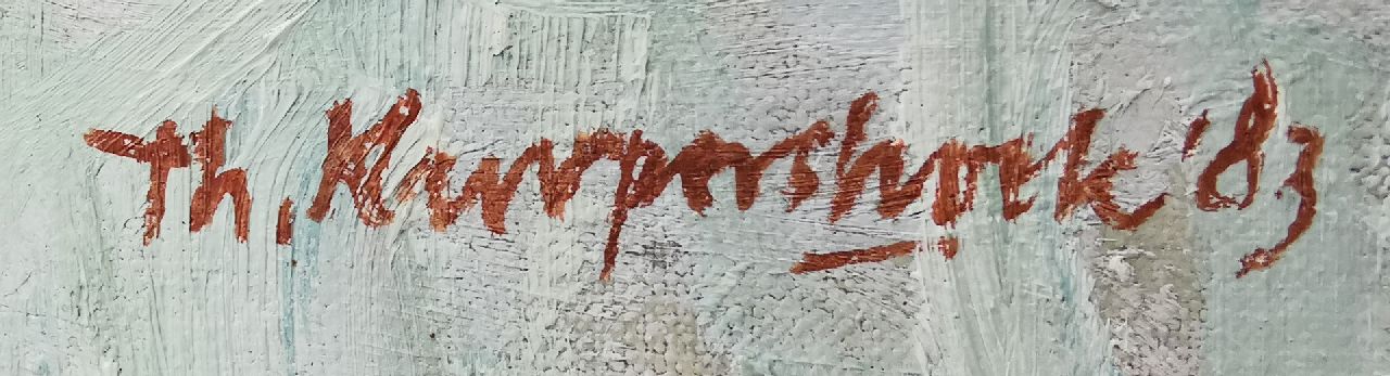 Theo Kurpershoek signaturen Zelfportret in de spiegel van de kapsalon
