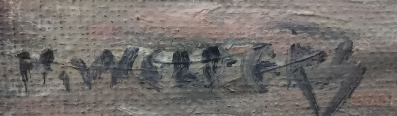 Henk Welther signaturen Panorama van Rotterdam met het Witte Huis en links de Oude Spoorbrug