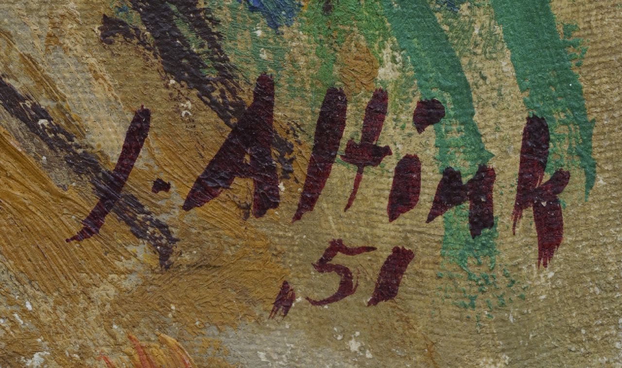 Jan Altink signaturen Wandelaars tussen het graan, Groningen