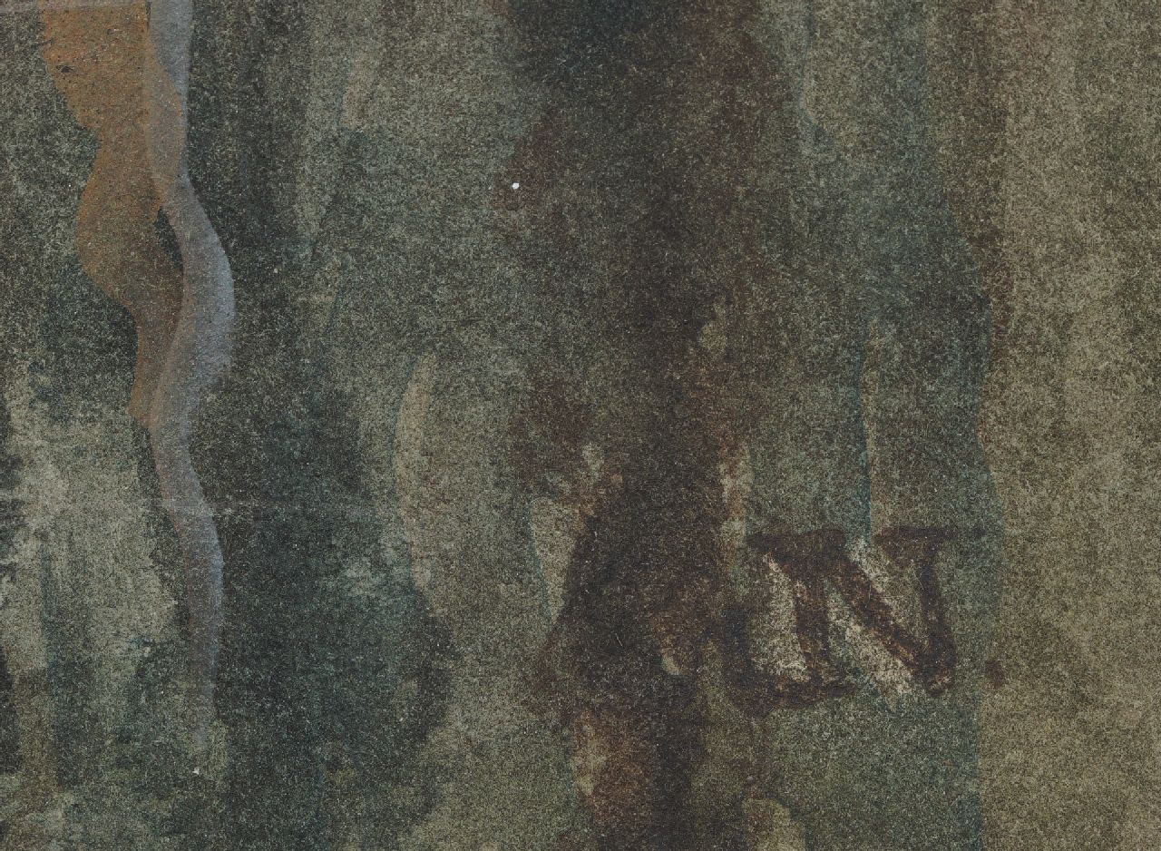 Jakob Nieweg signaturen Stadskade met weerspiegeling van huizen in het water