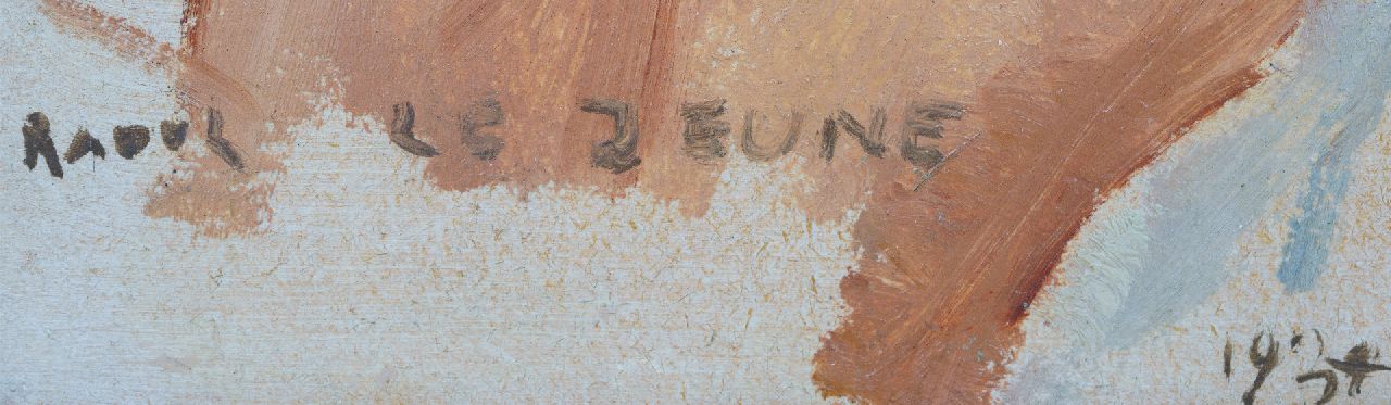 Raoul Lejeune signaturen Zonnebadend naakt