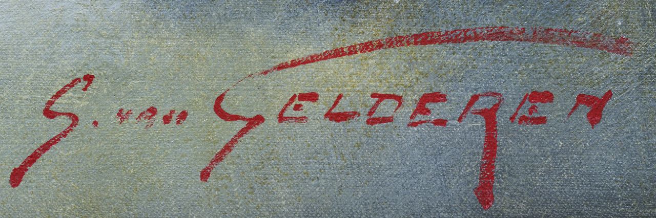 Simon van Gelderen signaturen Stilleven met champagne, schaaldieren en fruit