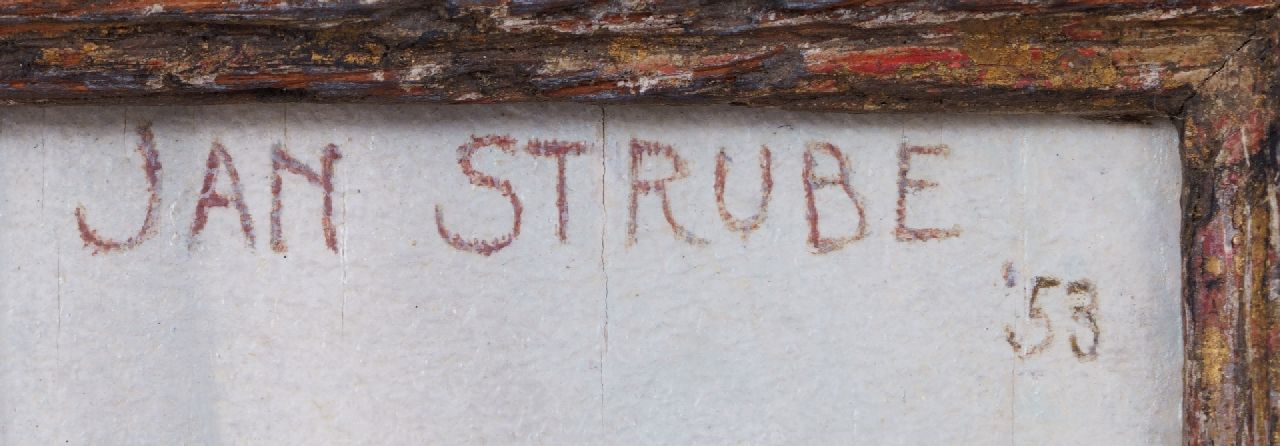 Jan Strube signaturen Stilleven met tinnen kan, citroen en tomaten