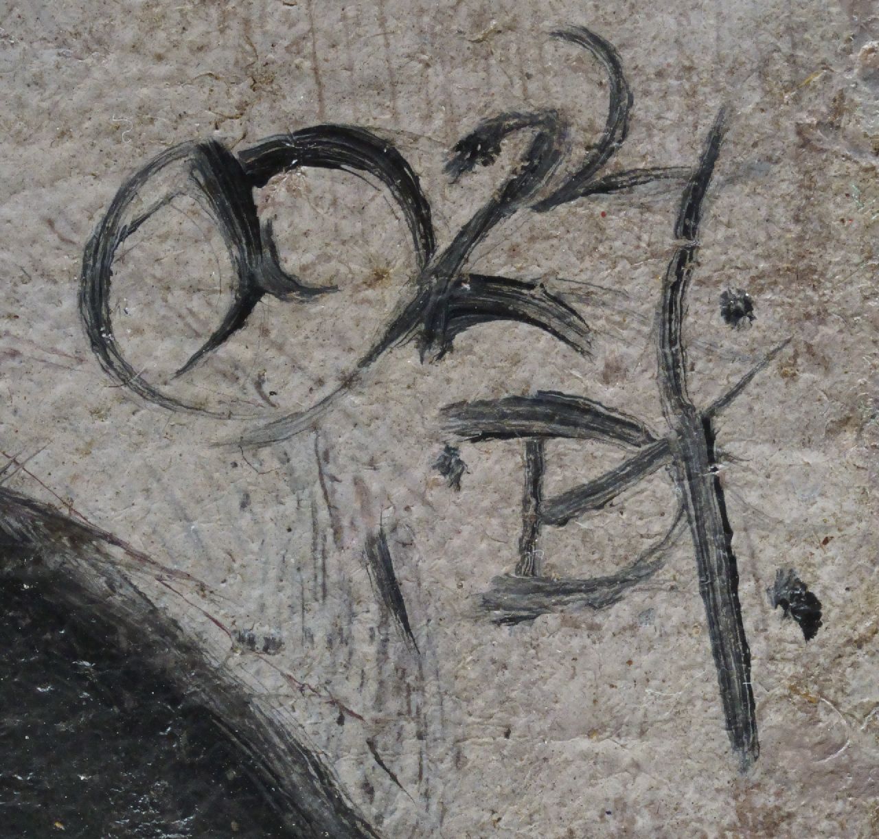 Dick Ket signaturen Zelfportret, naar rechts gewend