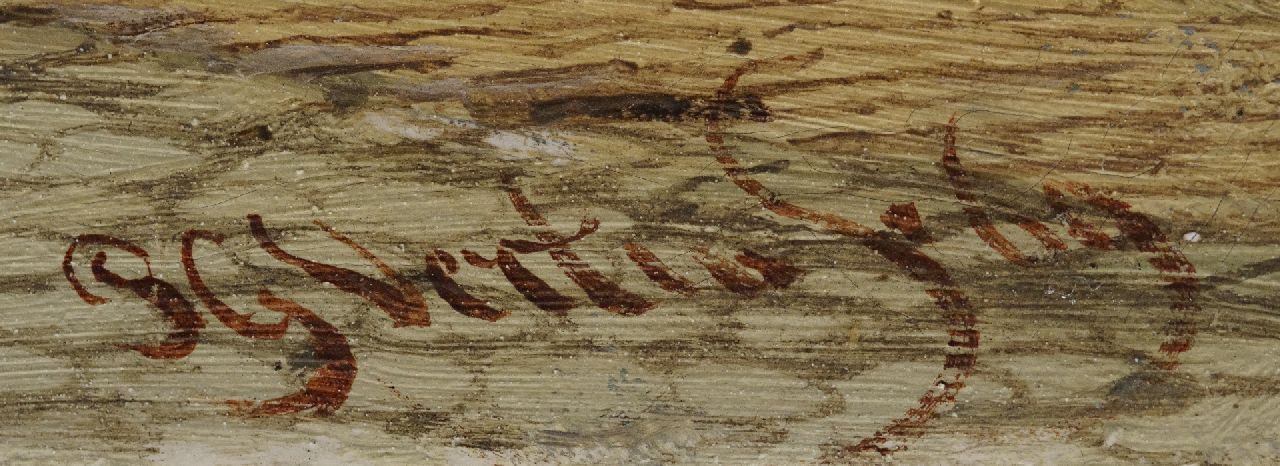 Petrus Gerardus Vertin signaturen Zonnig straatje met groentestal