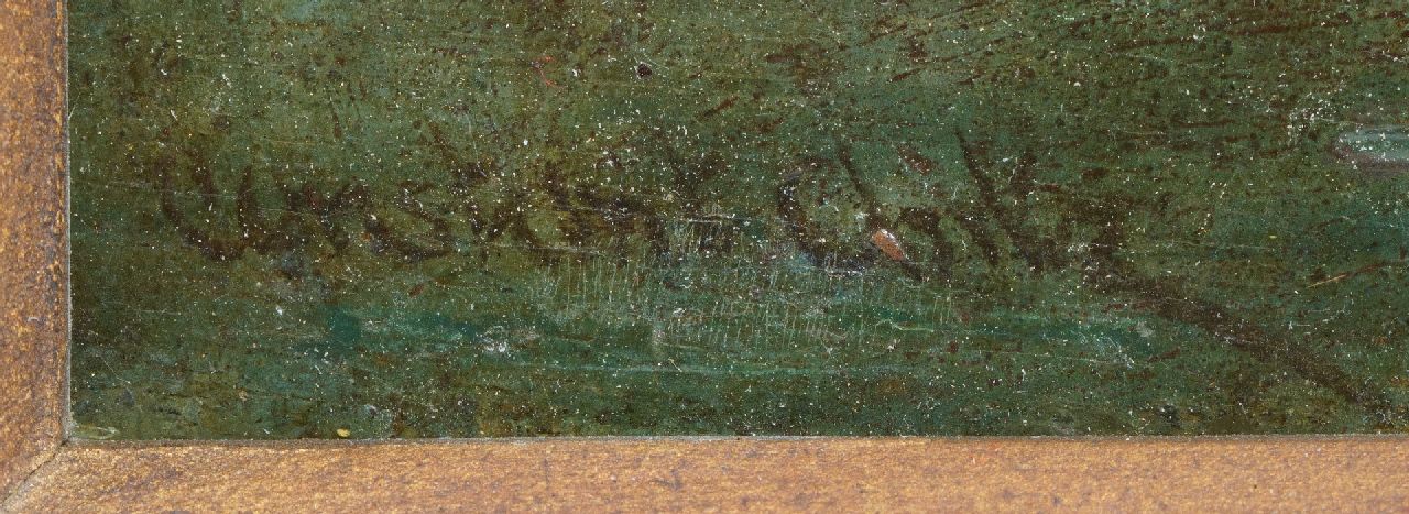 Constant Artz signaturen Eend met jongen in de bosvijver