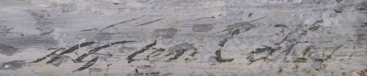 Hendrik Gerrit ten Cate signaturen Schaatsers in een besneeuwd winterlandschap