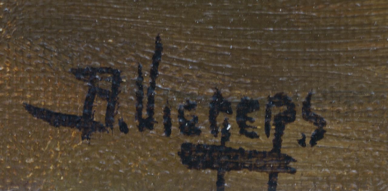 Ben Viegers signaturen Winters gezicht op de Nieuwe Kerk en de Vrouwe van Rijnsburgerbrug te Delft
