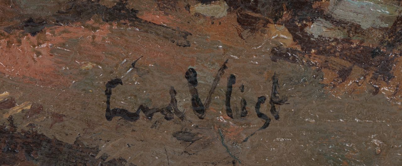 Leendert van der Vlist signaturen Spelende kinderen in een straatje te Naarden