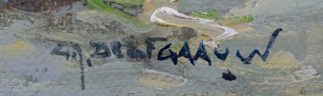 Gerard Delfgaauw signaturen Scheepvaart bij Rotterdam (mogelijk de Waalhaven)