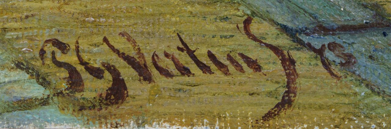Petrus Gerardus Vertin signaturen Stadsgezicht met de Haagse Sint-Jacobskerk, gezien vanuit het Westeinde, Den Haag