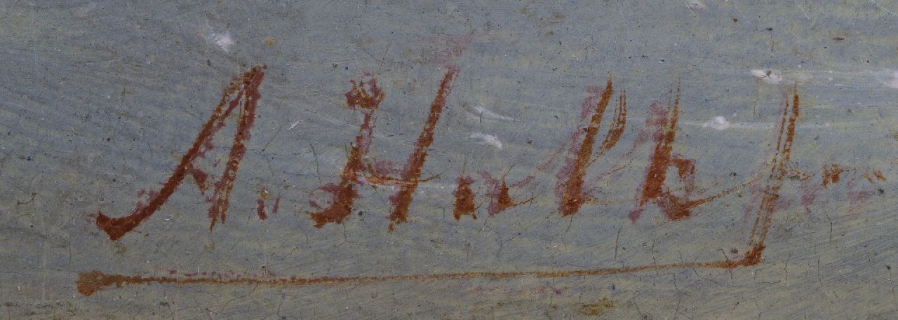 Abraham Hulk signaturen Vissersboten in een stevige bries voor de haven