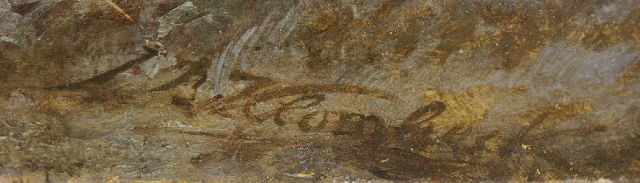 Johann Bernard Klombeck signaturen Boomrijk winterlandschap met schaatsers