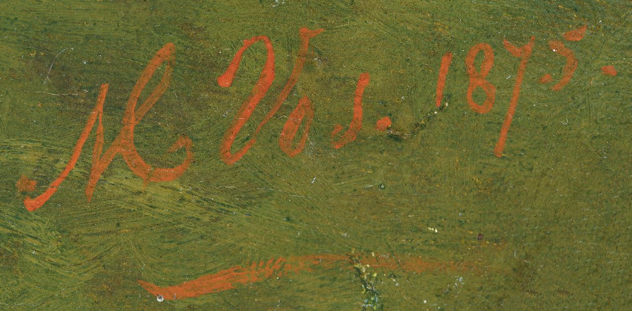 Maria Vos signaturen Stilleven met pronkkan en kreeft