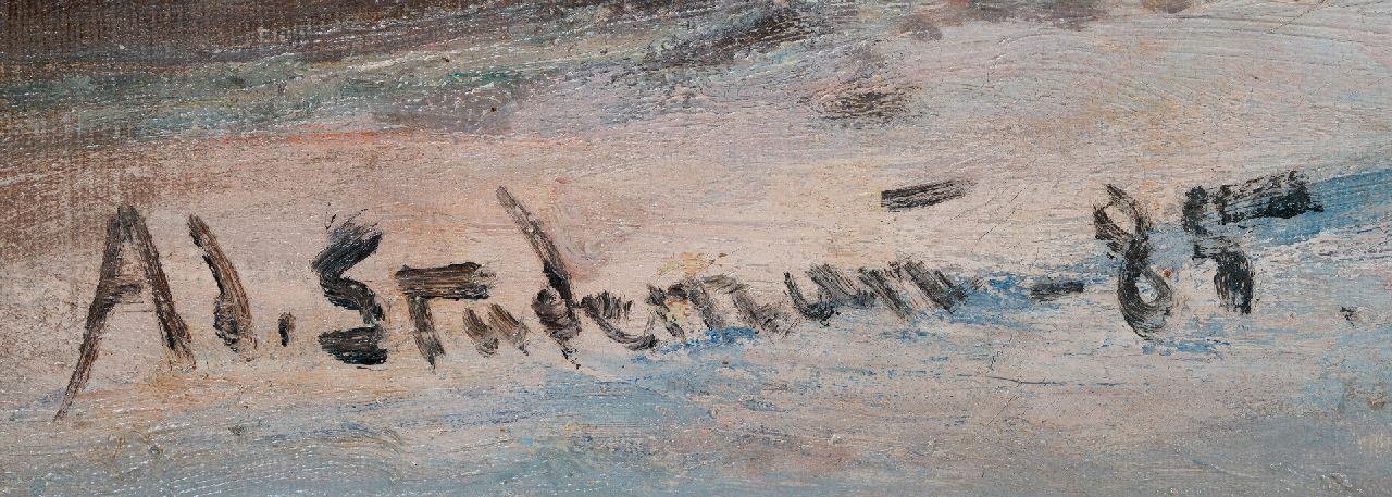 Adolf Stademann signaturen IJsplezier bij zonsondergang