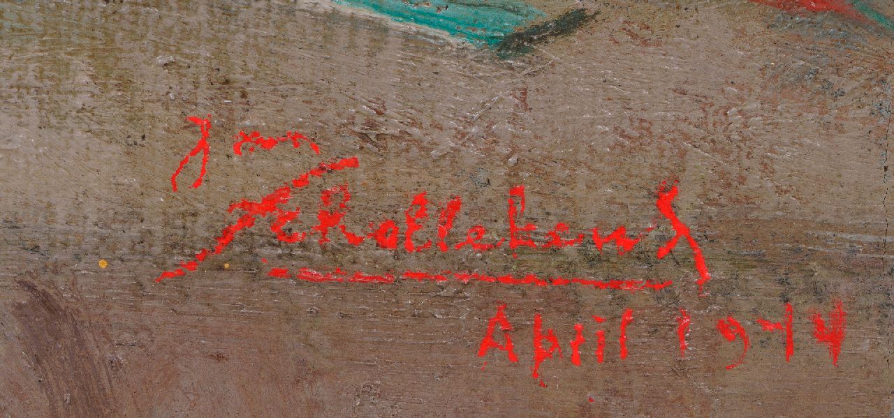 Jan Schellekens signaturen Stilleven van microscoop met objectieven, coupes en flesjes olie