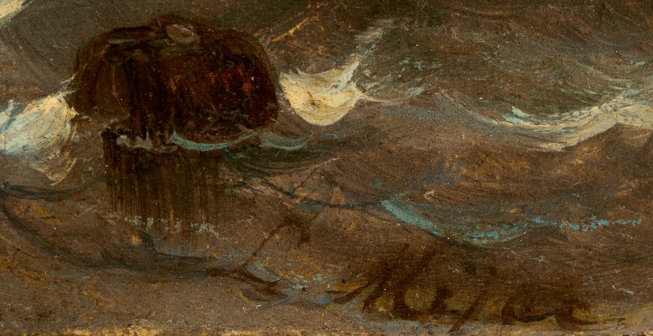 Louis Meijer signaturen Roeiboot en stoomschip op zee