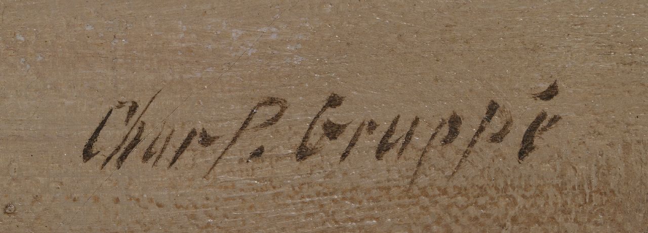Charles Paul Gruppe signaturen Bomschuit en schelpenvisser in de branding