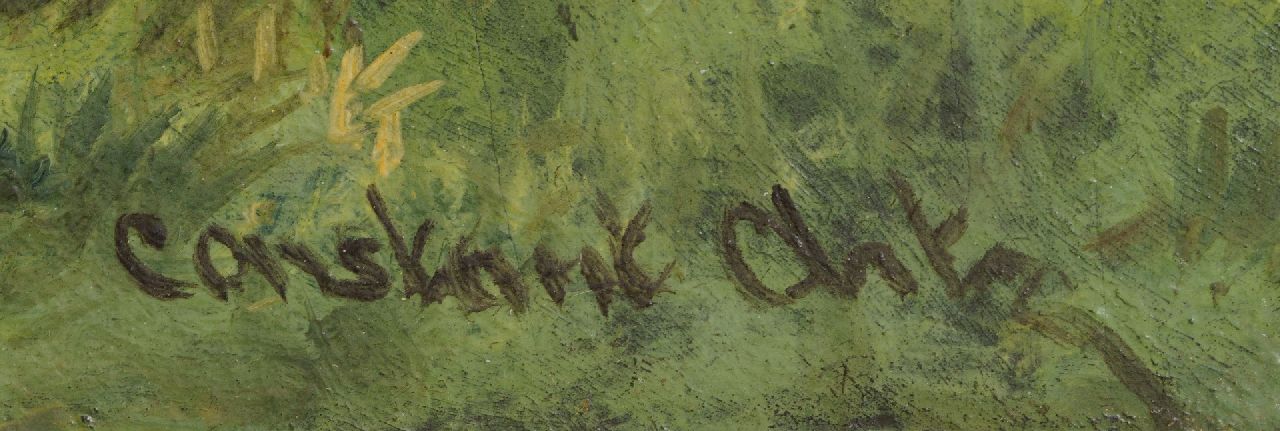 Constant Artz signaturen Eendenfamilie in een polderlandschap