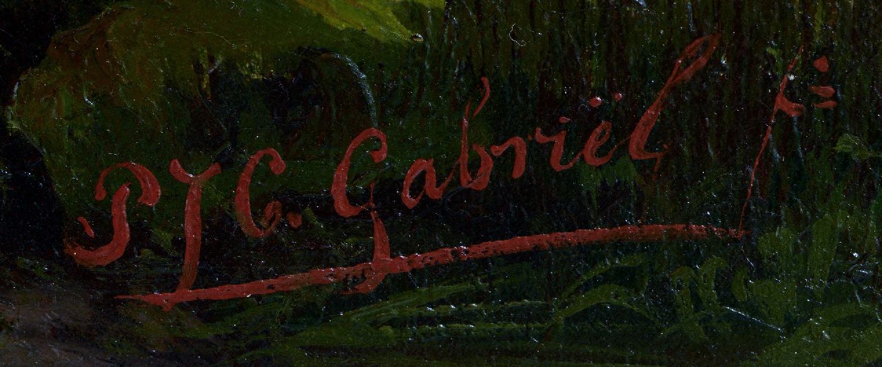 Constan Gabriel signaturen Landschap met boerderij bij zonsondergang