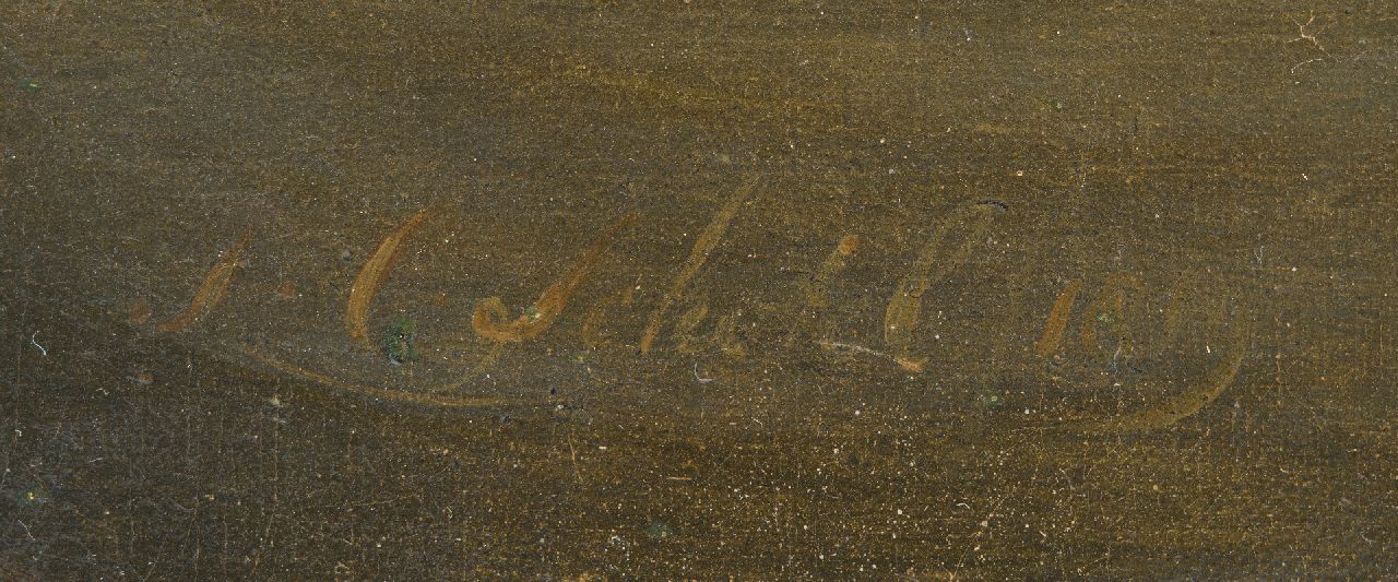Johannes Christianus Schotel signaturen Laverende schepen bij naderende storm