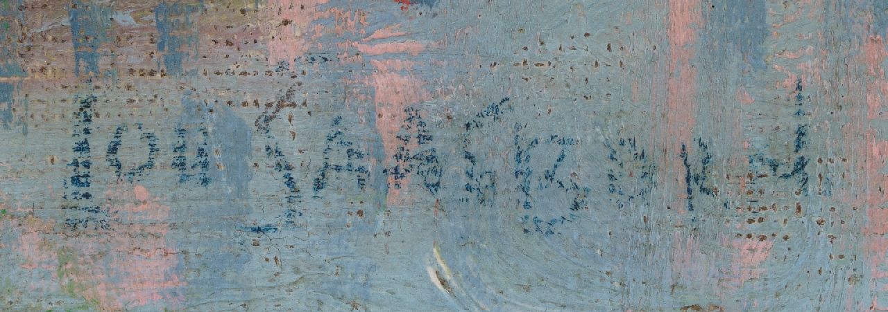 Louis Saalborn signaturen Zomerlandschap met boerderij en hooibergen
