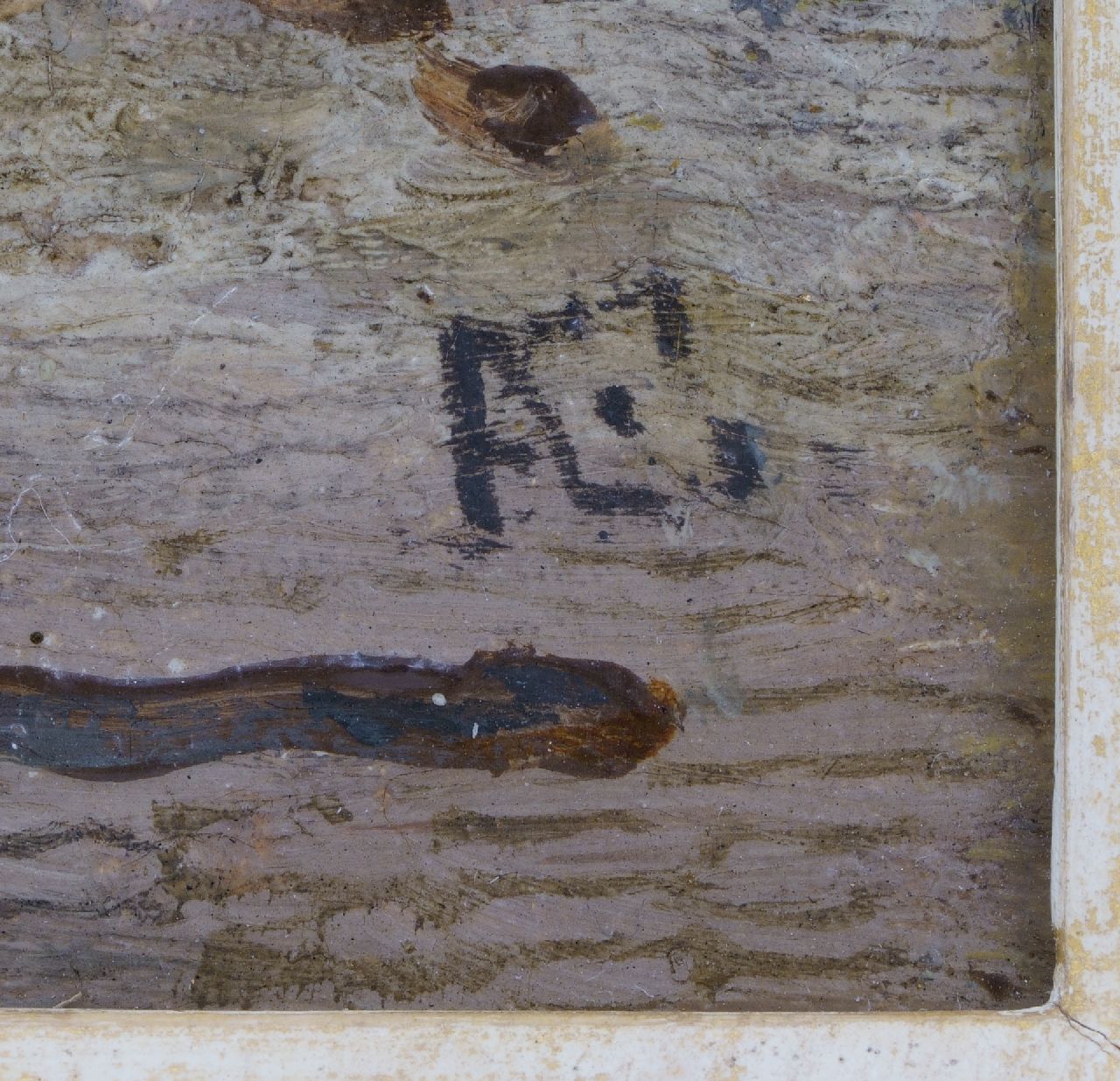 Adrianus Eversen signaturen Zonnig straatje achter de kerk