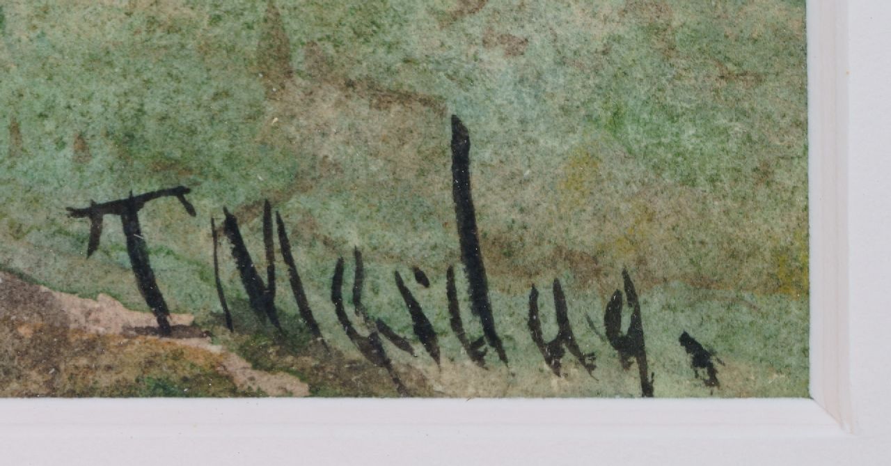 Taco Mesdag signaturen Molen in Drents landschap