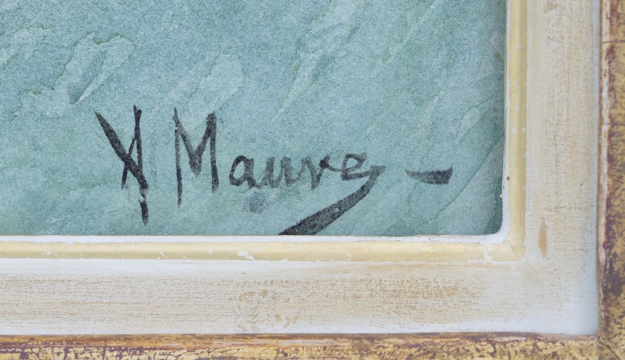 Anton Mauve signaturen Schaapherder met grazende kudde