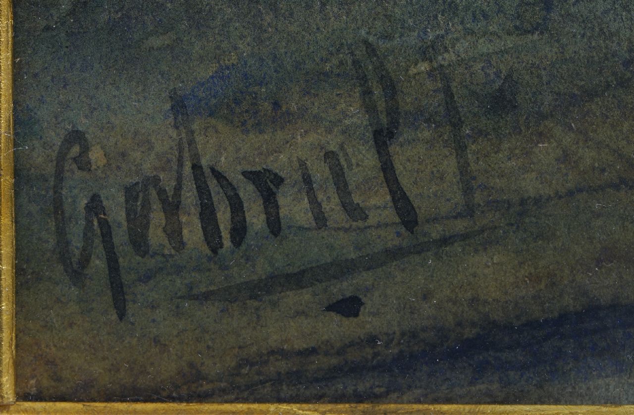 Constan Gabriel signaturen Molen bij zonsondergang