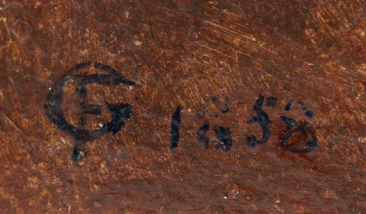 Frederick Goodall signaturen Dorp langs de Nijl met piramiden op de achtergrond