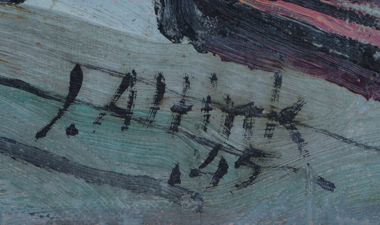 Jan Altink signaturen Akker met hooischelven (ca. 1928); verso: Storm op Het Paterswoldsemeer (1945)