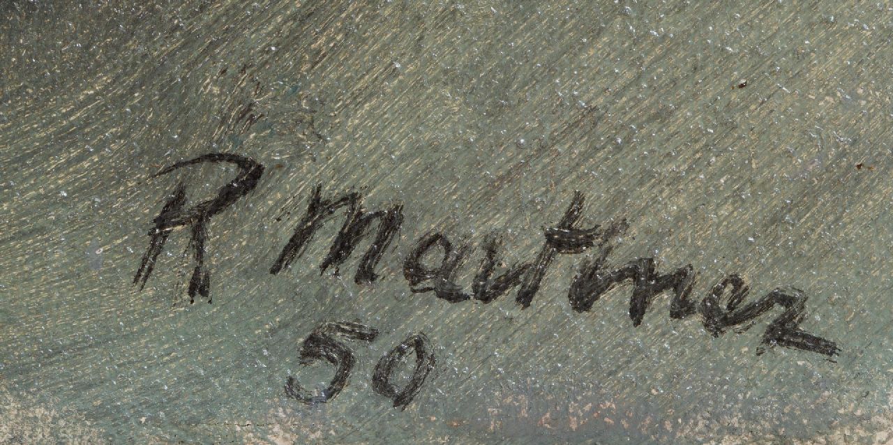 Raoul Martinez signaturen Stilleven met theepot en perziken bij een raam